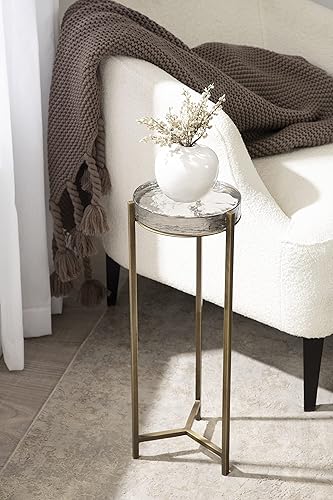 Miniatura 33 de Kate and Laurel Aguilar Glam - Mesa de bebidas de 8 x 8 x 23 pulgadas, color dorado, mesa de té de transición y soporte para plantas con mesa de