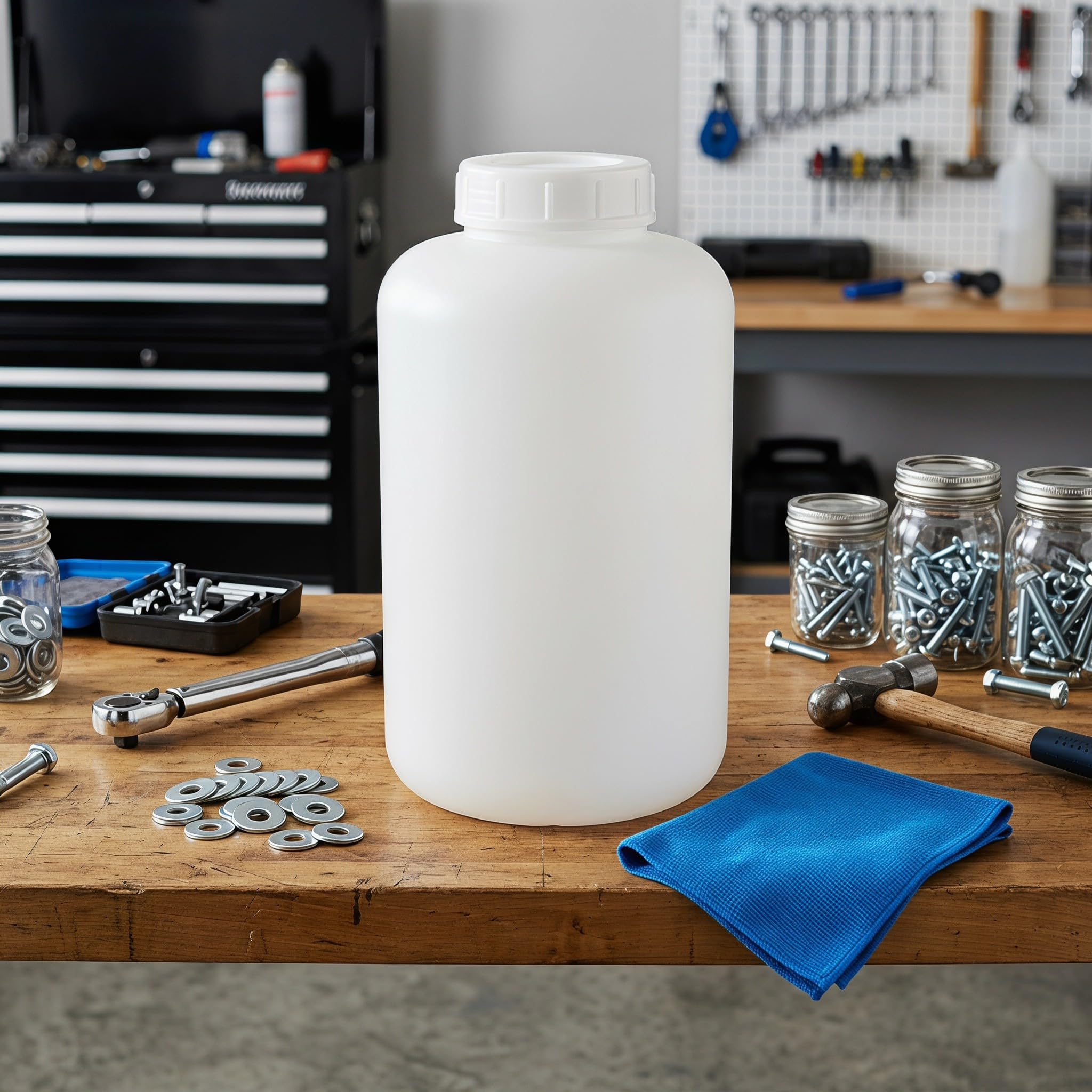 Lurrose Botella de reactivo extragrande de boca ancha de 10 L: Botella de plástico HDPE para laboratorio, tapa a prueba de fugas, recipiente para líquidos en química, almacenamiento de muestras de