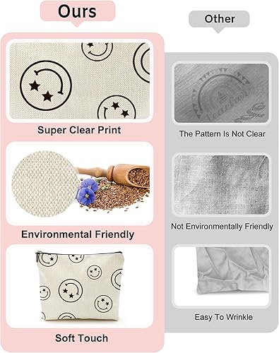 Miniatura 3 de Lamtwbos Bolsa de maquillaje para bolso, bolsa organizadora de cosméticos de viaje de lino, bolsa de aseo con cremallera, bolsa de almacenamiento