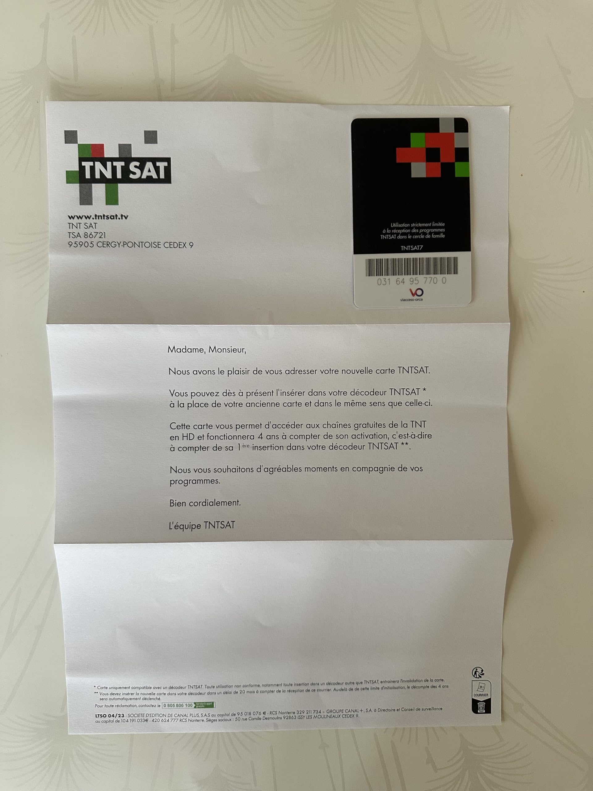 Carte TNT Sat Officielle Neuve - Décodeur Satellite Astra 19.2 - Valable 4 Ans