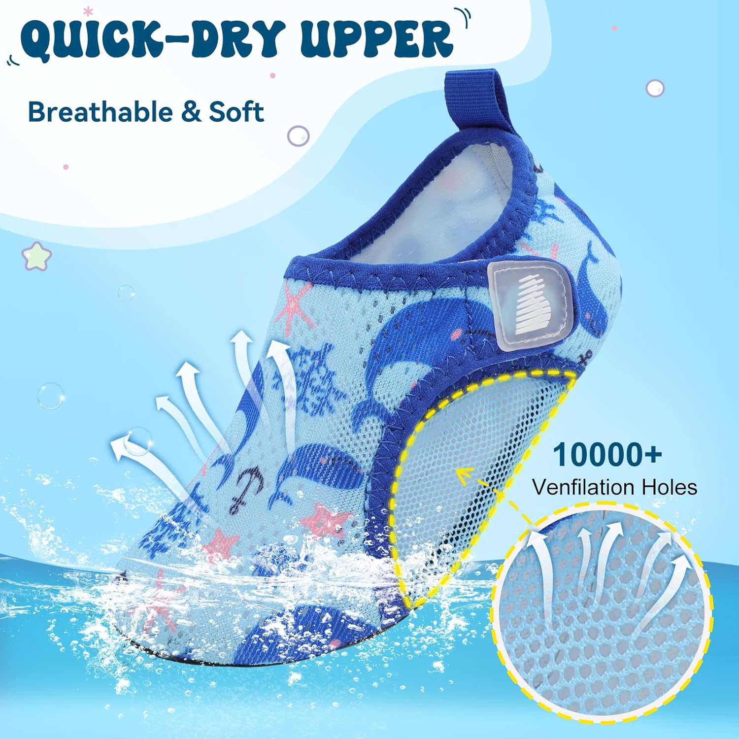 BARERUN Kids Water Shoes Quick Dry Breathable Mesh Toddler Aqua Socks for Beach Pool Swim Non-Slip Lightweight Barefoot Water Shoes for Girls Boys Summer Water Play - Image 3