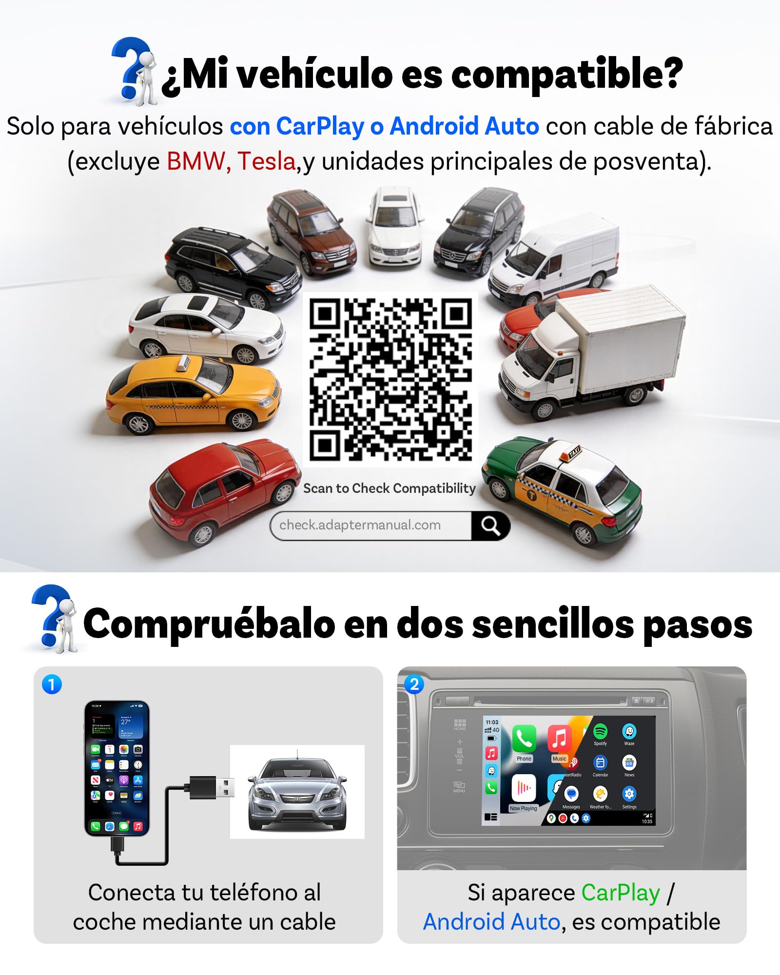(2026 Upgraded)OTTOCAST Adaptador CarPlay Inalámbrico y Android Auto 2 en 1 | Ottocast Mini Core con Cambio de Teléfono en Un Solo Botón, WiFi 6 y Bluetooth 5.4,Convierte con Cable en Inalámbrico