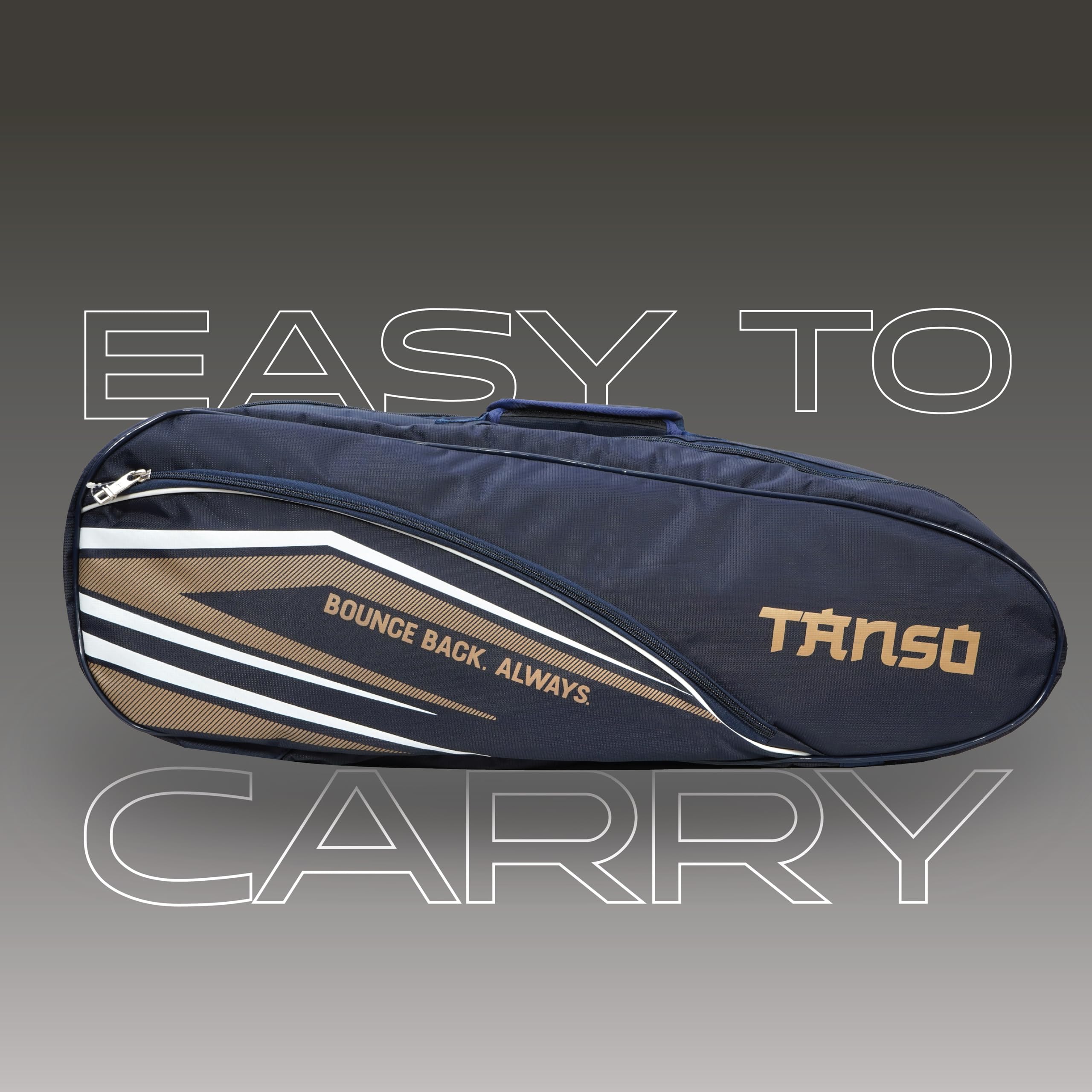 TANSO T-Blast Badminton Kit Bag | Spacious Racket Bag with Two Large Compartments and Separate Shoe Compartment | Front Zipper Pocket and Adjustable Straps