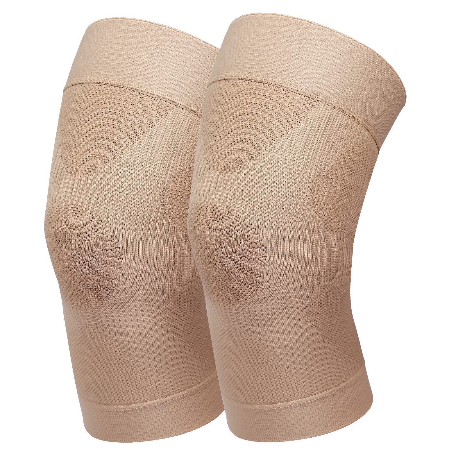 KEKINGKEKING Orthopedic Brace for Tendinitis, Arthritis, ACL, MCL, Injury Recovery, Meniscus Tear, Knee Pain, Aching Knees, Patellar Tendonitis and Arthritis, Knee Compression Sleeves 2 Pack, Beige M