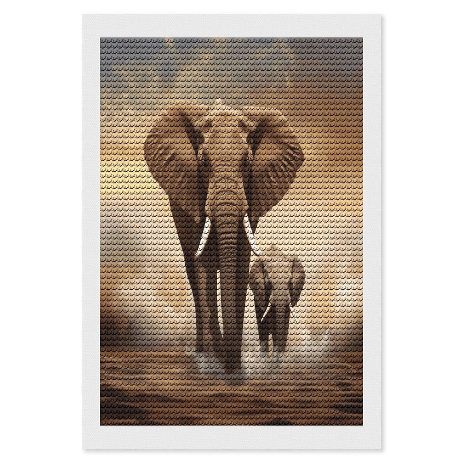 JTREHY Elephant and Baby Elephant Diamond Art Kits Personalized DIY Round Diamond Painting Kits for Beginner Full Drill Diamonds Dots Paintings for Adults Gem Art Crafts Home Decor