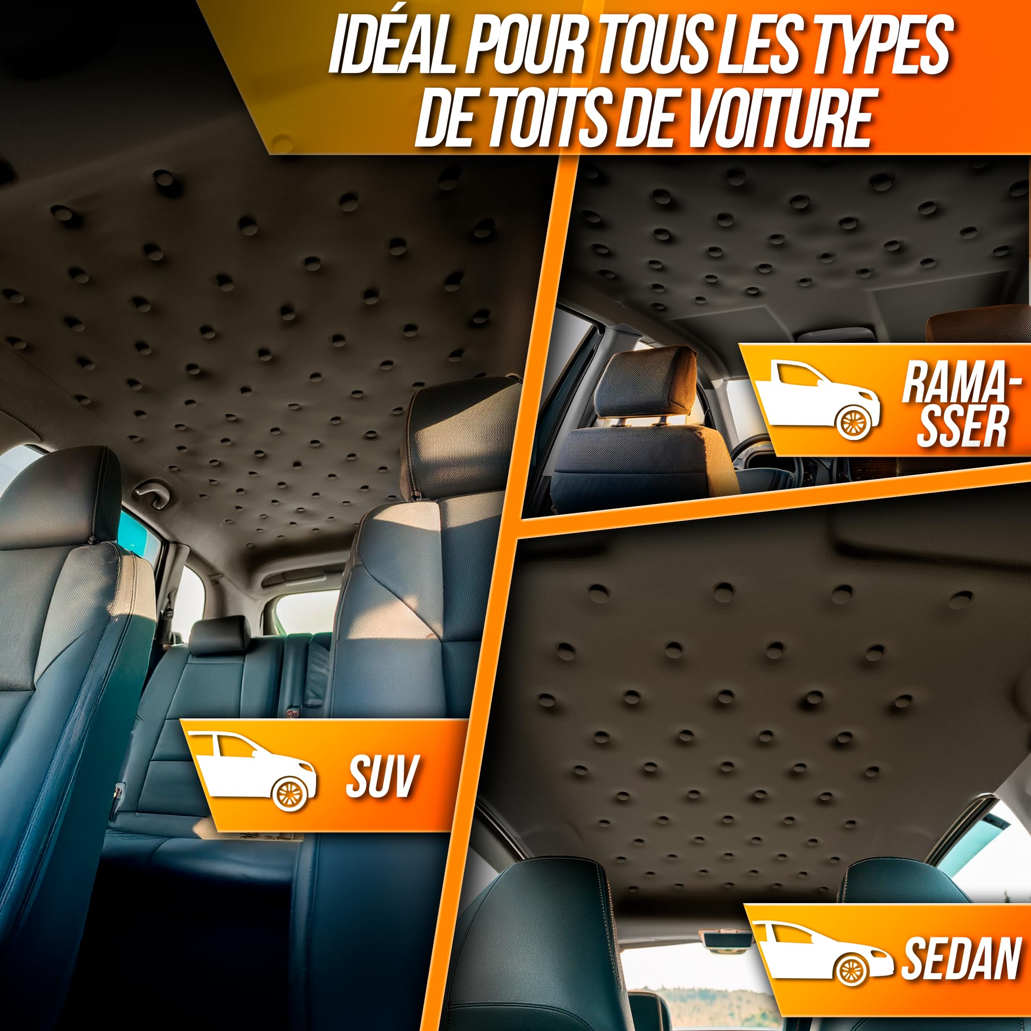POFIBO Kit 100 Punaaises Ciel De Toit Voiture Gris – Rivets Réparation Garniture Toit Avec Tournevis & Ruban