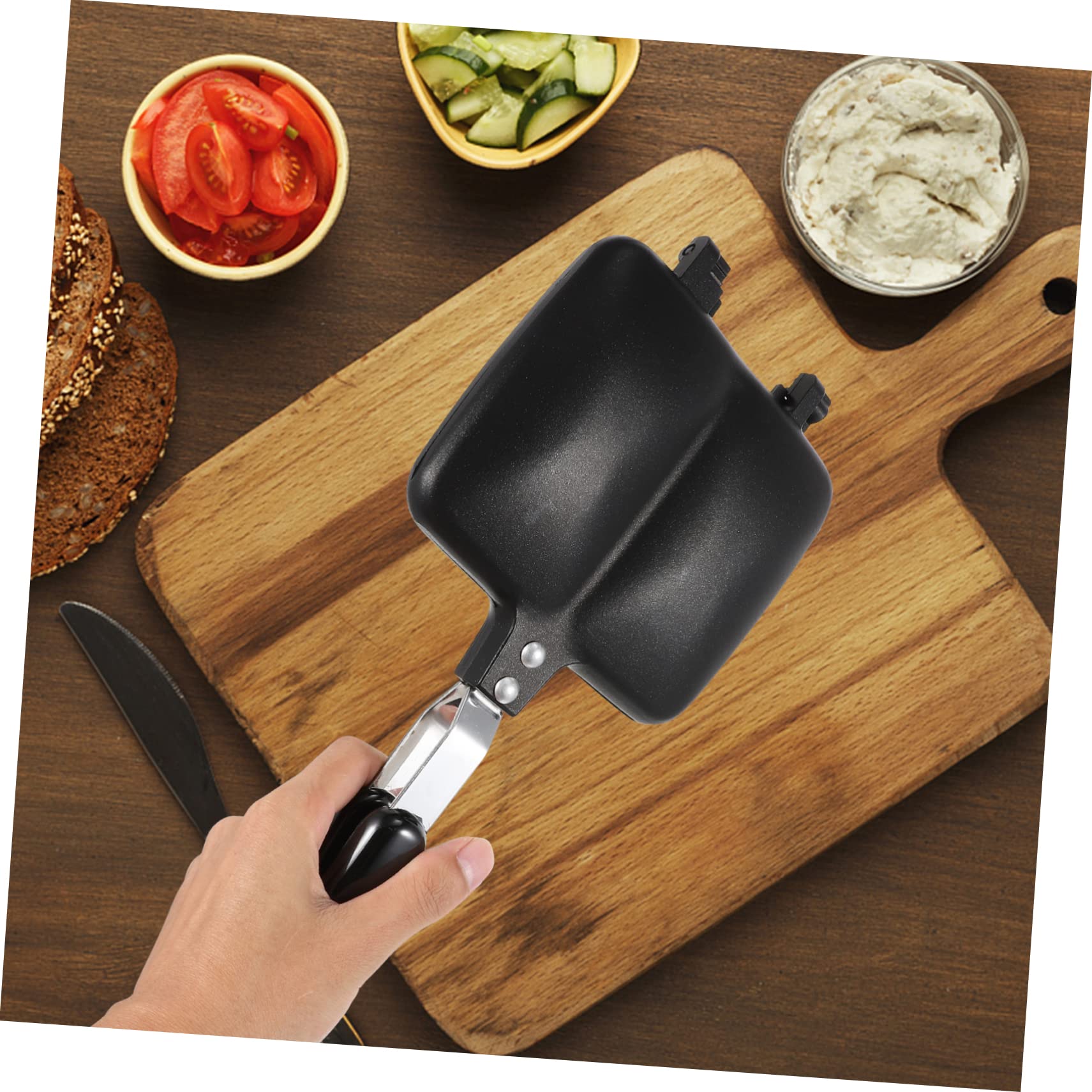 Aluminium Sandwich Backform mit Antihaftbeschichtung Doppelseitige Bratpfanne für Toaster und Brot Vielseitig in Küche Einsetzbar Schwarz und Robust
