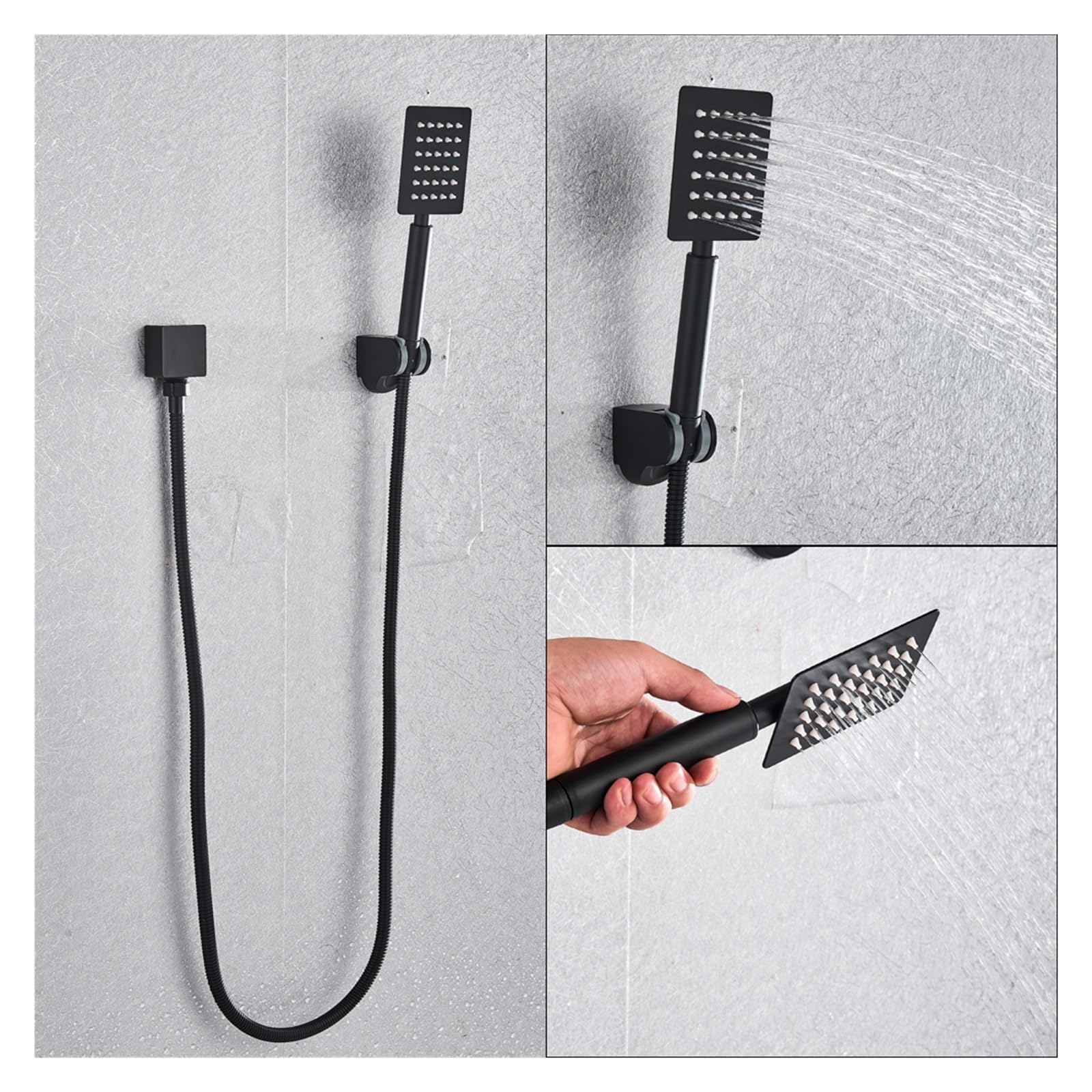 Set Rubinetto Doccia for Bagno Nero Opaco, Doccia for Vasca con Display Digitale Rain Black, Miscelatore for Vasca con Doccia a Cascata(2-Ways 16 inch)
