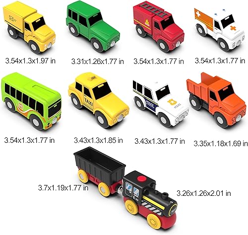 Miniatura 3 de Juego de 10 piezas de tren magnético de autos de juguete con tren eléctrico para vías de ferrocarril de madera, compatible con Brio & Thomas, para