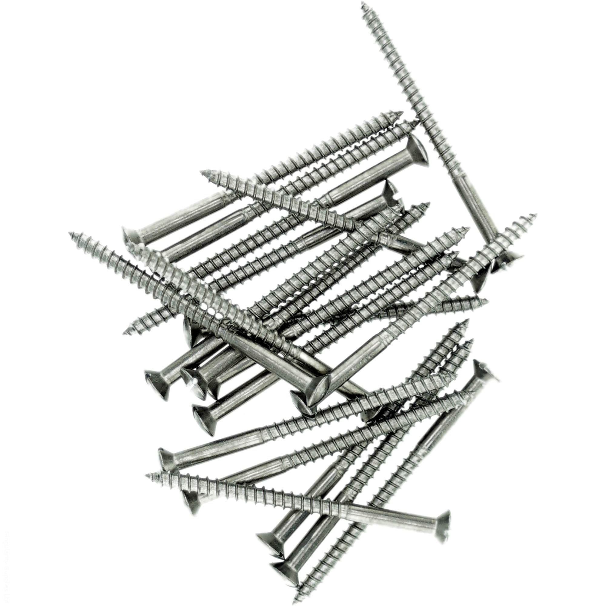 Singularity Supplies No.3 X 0.48 (2.5Mm X 12Mm) Slot Raised Countersunk Wood Screw - Stainless Steel (A2) (Pack Of 20)