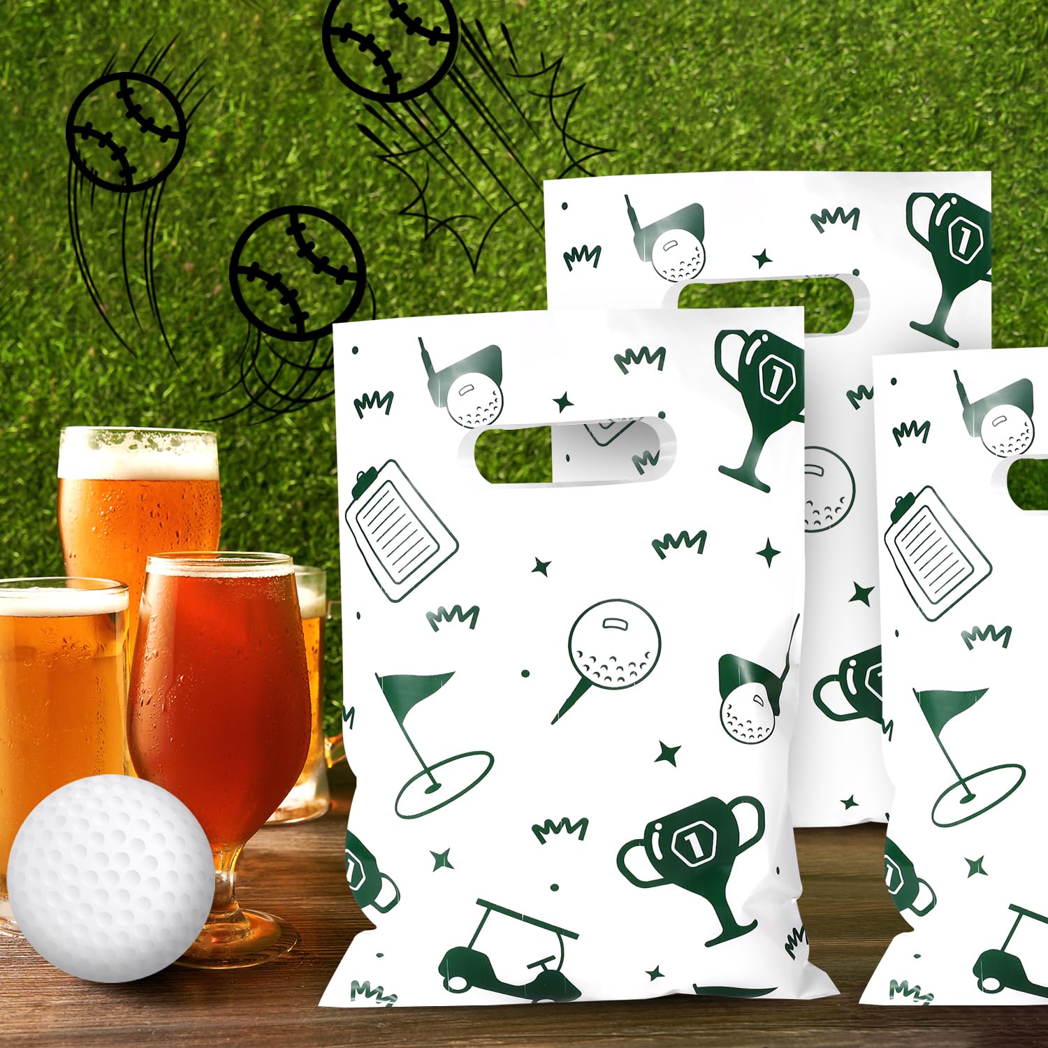 50pcs Golf Gift Bags, Golf Themed Party Decorations Candy Goodie Bags for Men Women Birthday Sports Events Party Favor Supplies