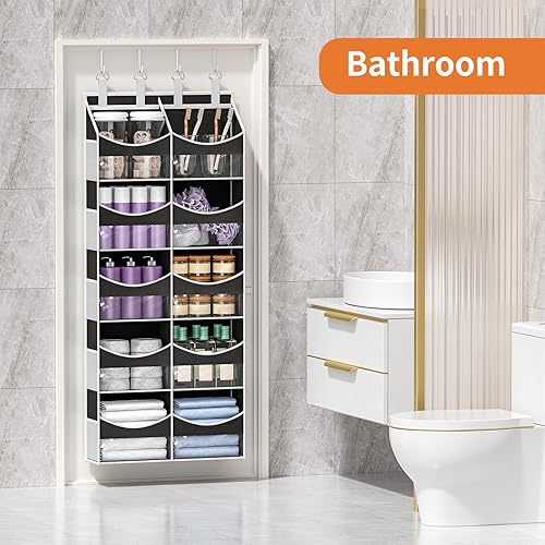 Miniatura 6 de Aokeyee Organizador de almacenamiento de 5 niveles sobre la puerta, almacenamiento detrás de la puerta para el cuarto del bebé, organizador colgante