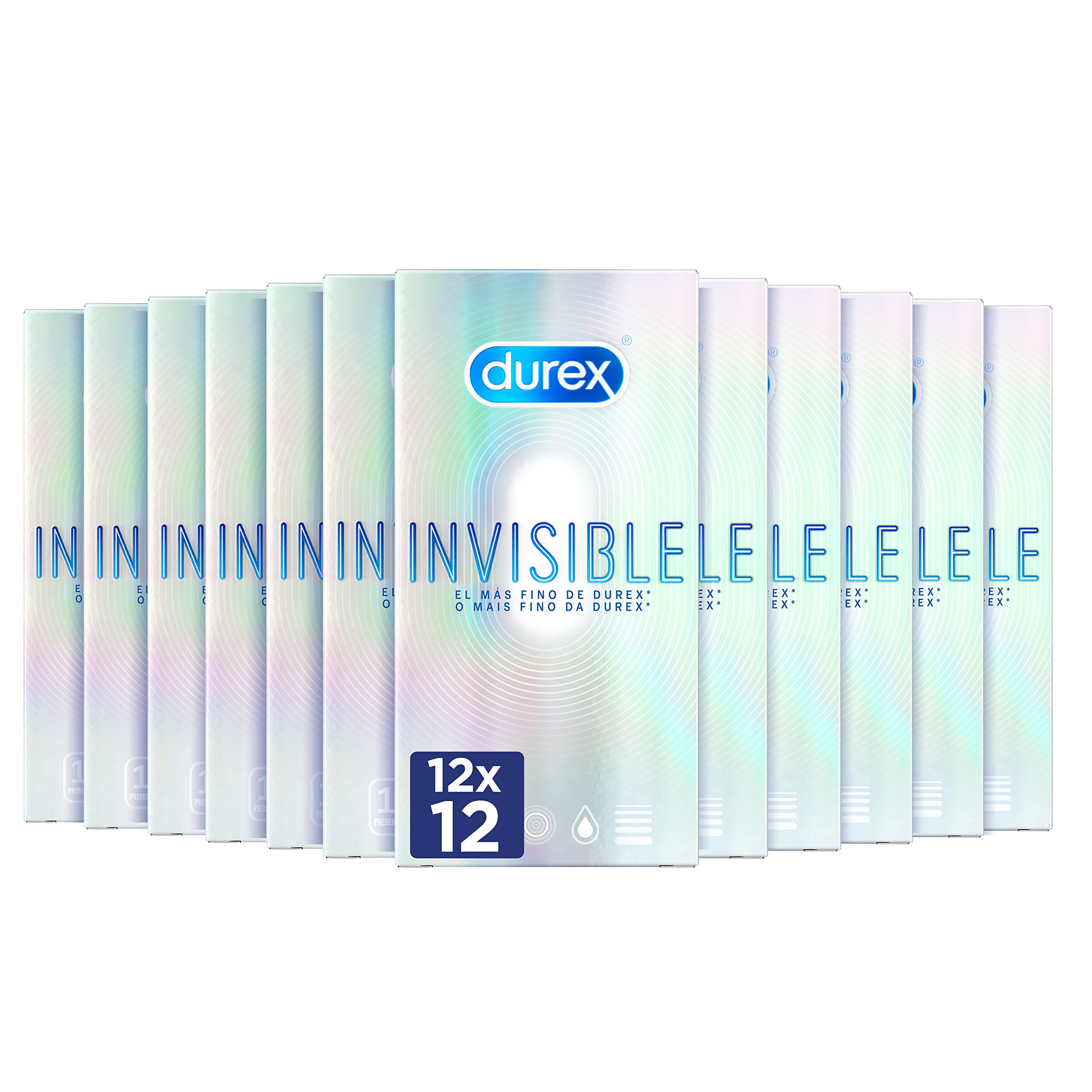 Durex Preservativos Invisibles Extra Sensitivos - 12 Condones (El empaque puede variar)