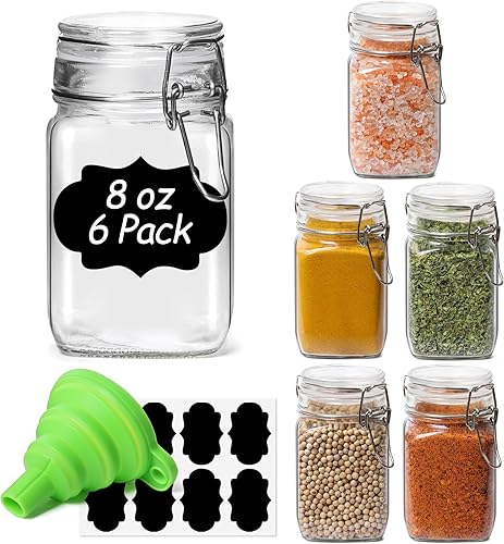 Miniatura 9 de ComSaf Juego de 6 recipientes herméticos de vidrio de 25 onzas con tapas, recipientes redondos de almacenamiento de alimentos con tapas de