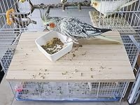 Vista 3 de Plataforma grande de soporte para pájaros de 13.6 x 7.9 pulgadas, accesorios de jaula de madera natural para animales pequeños, estante rectangular