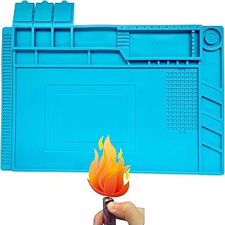High Temperature Resistance 932°F silicone soldering mat，17.8 x 11.8”Large Anti Static Magnetic Electronic Repair Work Mat for BGA and Gun Soldering Iron, Workbench, Cell Phone Laptop Repair