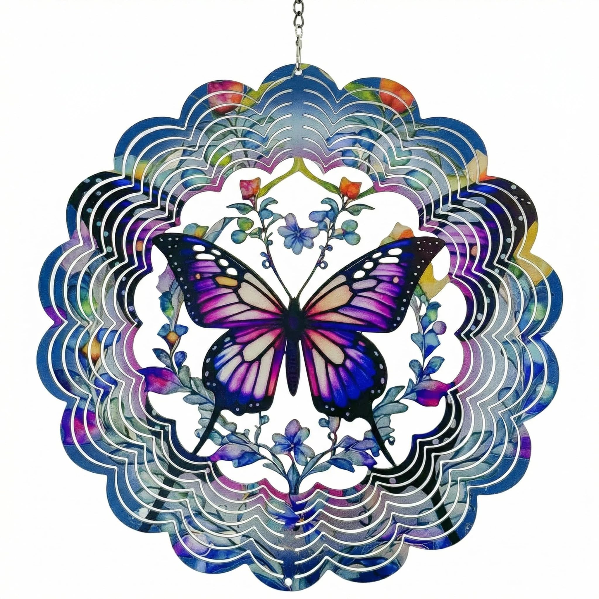 Colorful Butterfly Garden Wind Spinners, QIANSSE Unique 3D Outdoor Decor for Yard, Patio Gift for Mom Women Garden Wind Spinners Butterfly Garden Ornaments