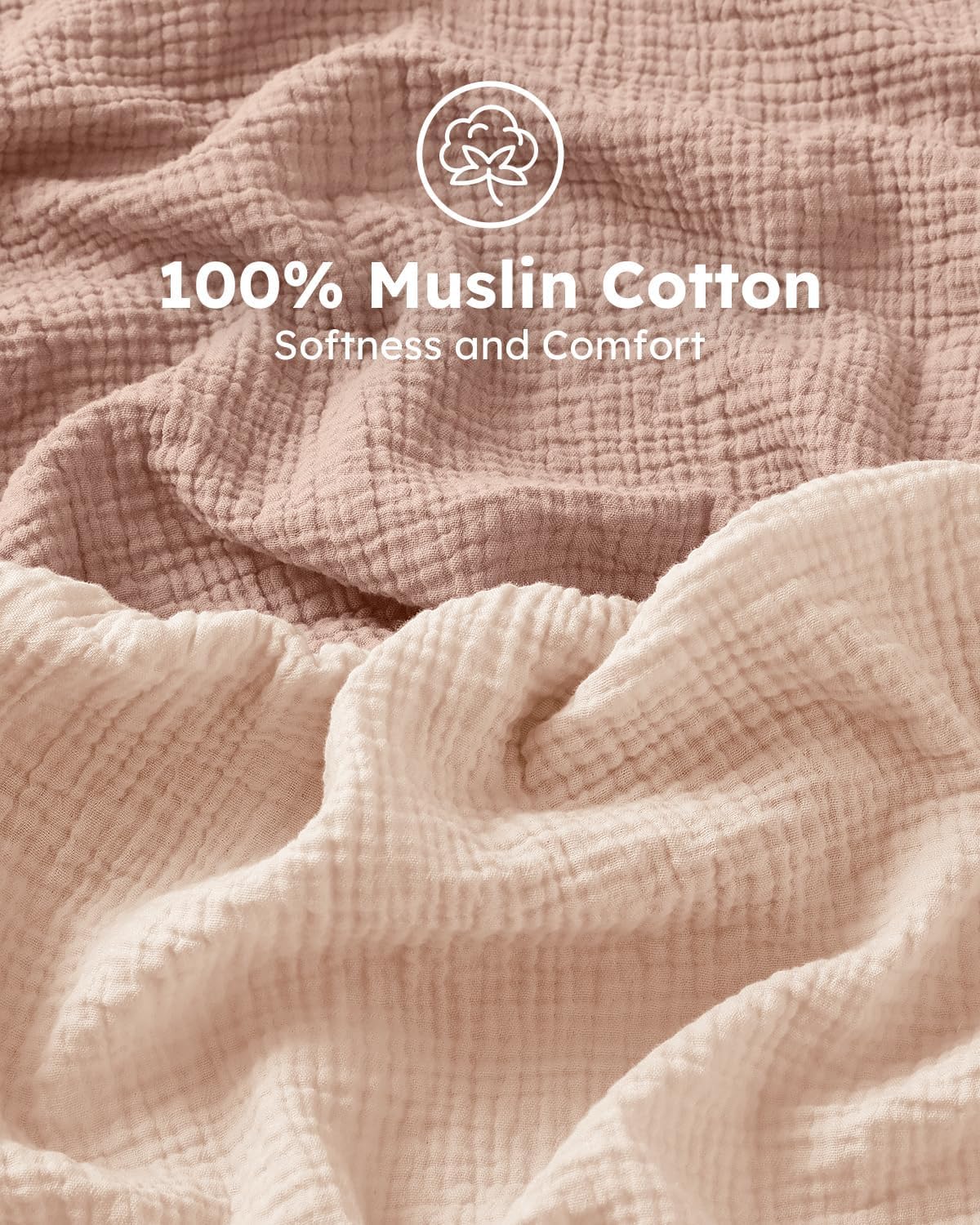Unnivoll Travel Cot Sheets 95 x 65 cm Fitted 100% Muslin Cotton Super Soft & Breathable Travel Cot Mattress Sheets 2 Pack Gradient Pink - Image 3