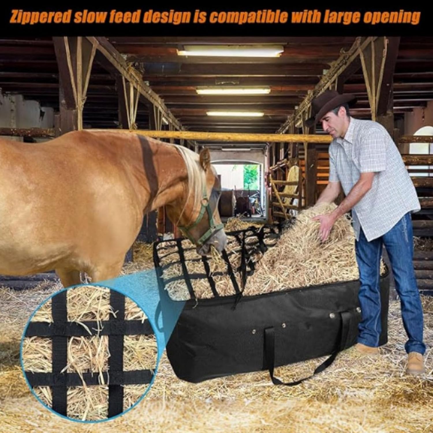 Ventilated Slow Feed Bag with and Compact Foldable Storage Slow Feeder Bag