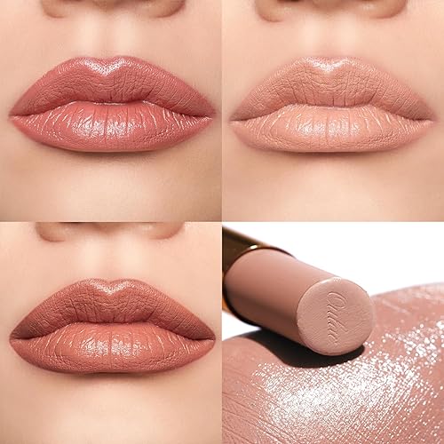 Miniatura 3 de Oulac Lápiz labial naranja mate para mujer, lápiz labial y rubor duo, cremoso suave acabado satinado, fórmula hidratante, bálsamo labial ligero de