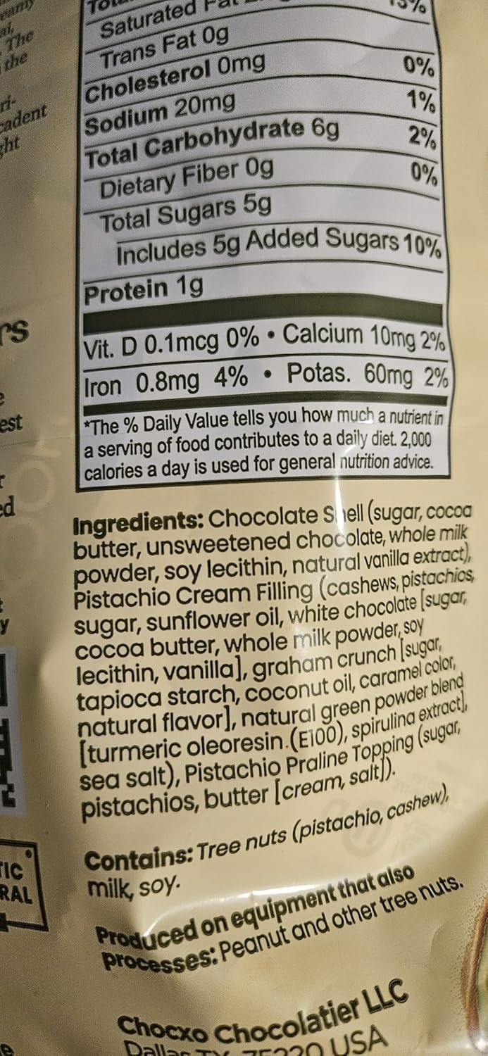 Milk Chocolate Dubai Inspired Pistachio Cups, low sugar 5g only 14.8 Ounce