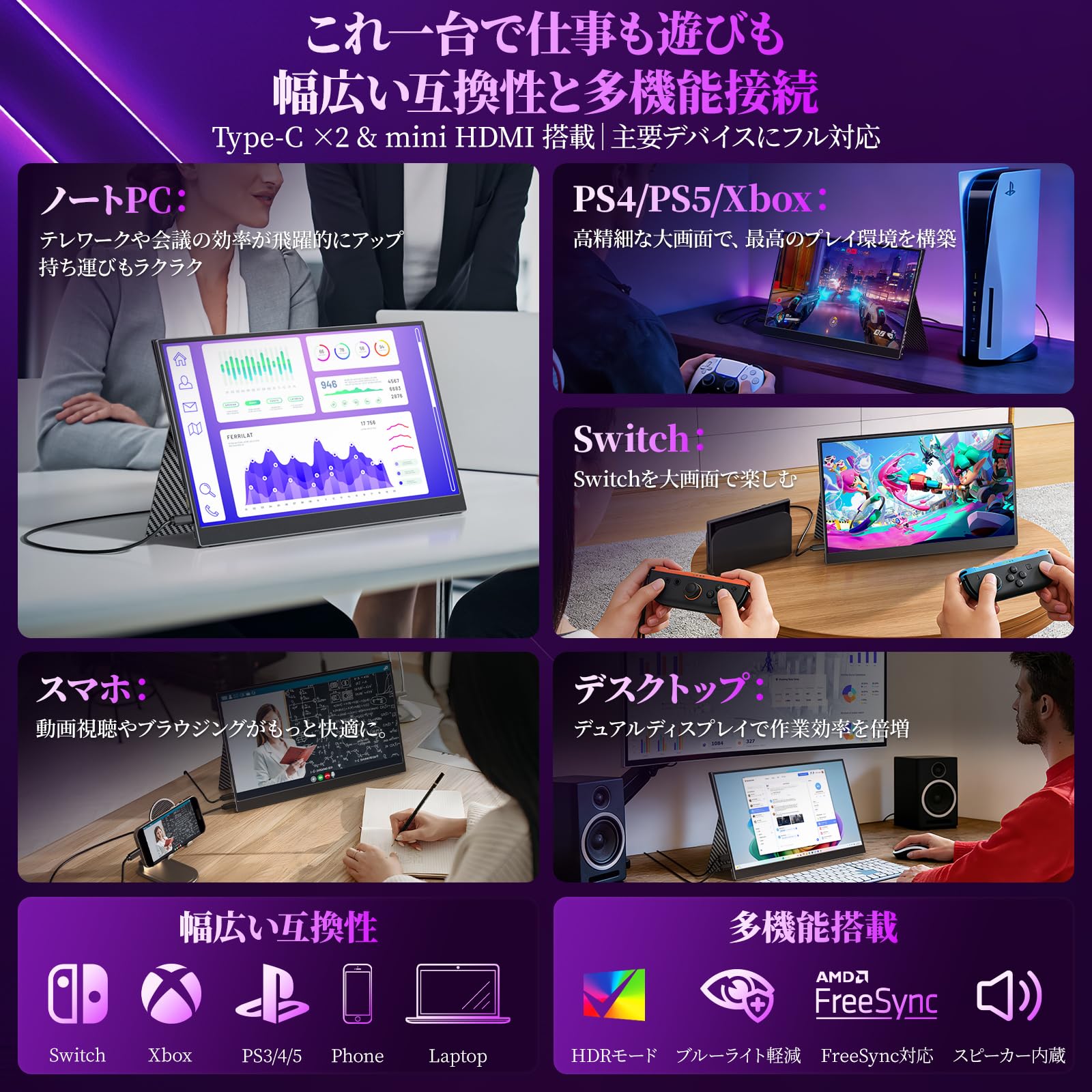Amazon.co.jp: 【2026新モデル】 cocopar モバイルモニター モバイル