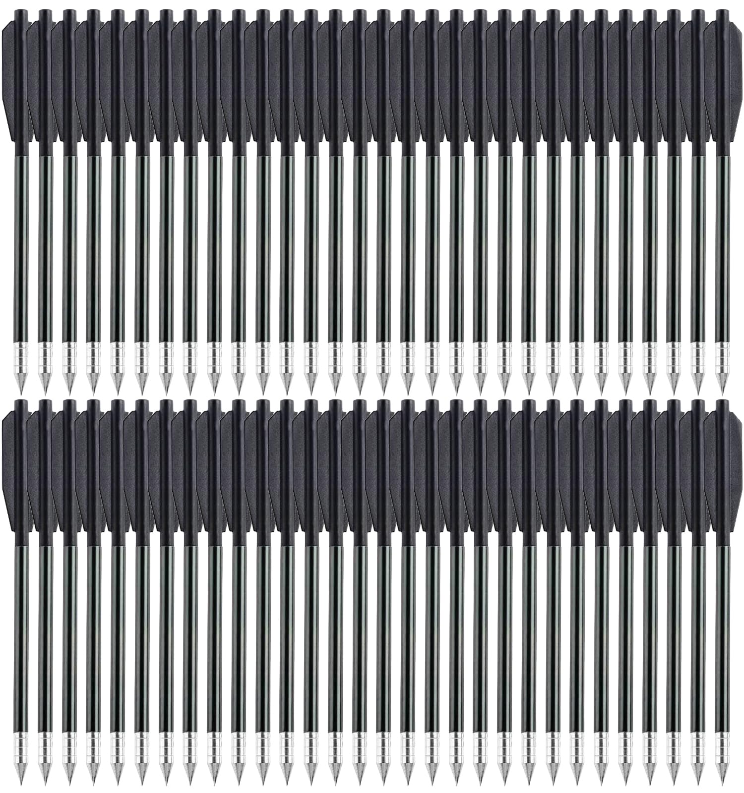 WANVZMR Mini Crossbow Bolts, 6.3" Crossbow Arrows, Aluminium Crossbow Bolts Arrows for 50-80lbs Pistol Crossbow Precision Target, Great for Practicing Shooting Target Hunting Archery (60pcs black)