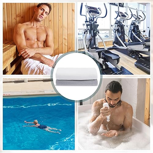 Miniatura 6 de Newwiee 2 toallas de baño para hombre, para ducha, sauna, de 59 x 24 pulgadas, de microfibra ajustable de punto gofre, de absorción rápida, toalla