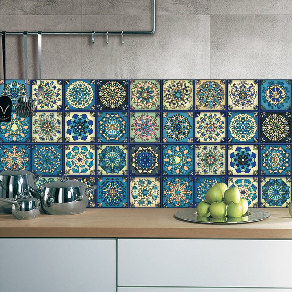 25pc Tile Stickers,Retro Traditional Wall Tile Transfers Stickers Self-Adhesive Peel and Stick Waterproof Kitchen Bathroom DIY Backsplash (6x6in,15x15cm) - Image 8