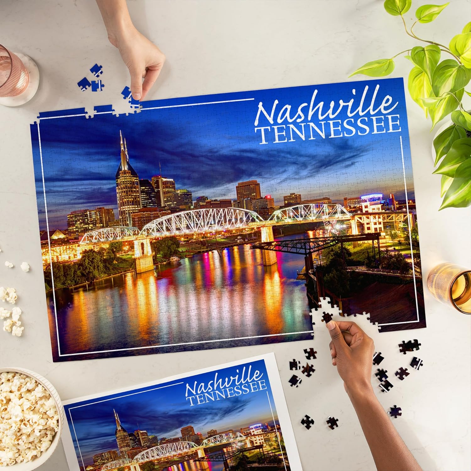 Nashville, Tennessee, Night (1000 Piece Puzzle, Challenging Jigsaw Puzzle for Adults, Made in USA)