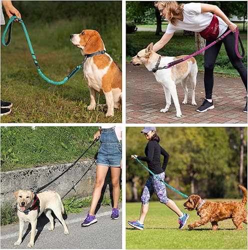 Miniatura 7 de Correa de perro resistente para perros medianos y grandes que tiran, correa táctica de absorción de golpes de 4 a 6 pies con mango acolchado de