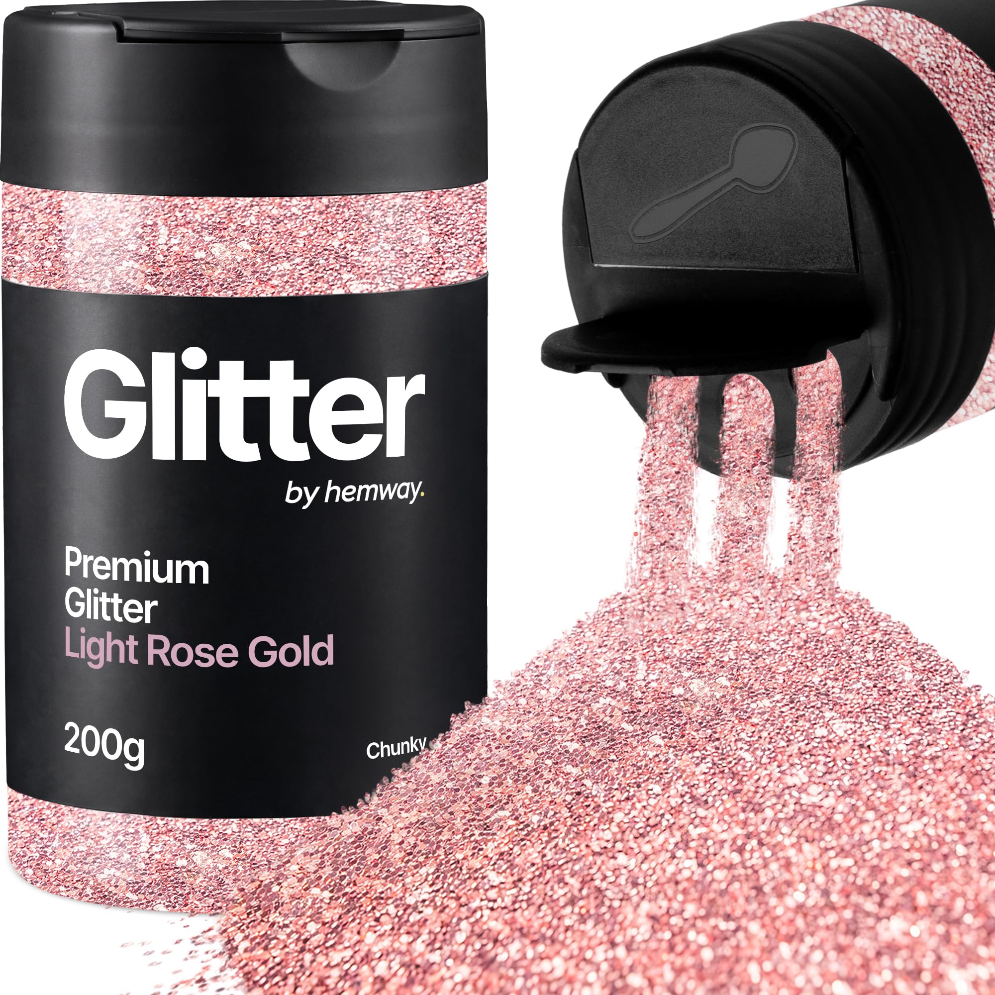 Hemway Light Rose Gold Glitter Shaker, 200g Chunky Glitter for Crafts Metallic Flake Sequins for Resin & Epoxy Crafts for Decorating, Halloween, Christmas, Nail, Face, Art