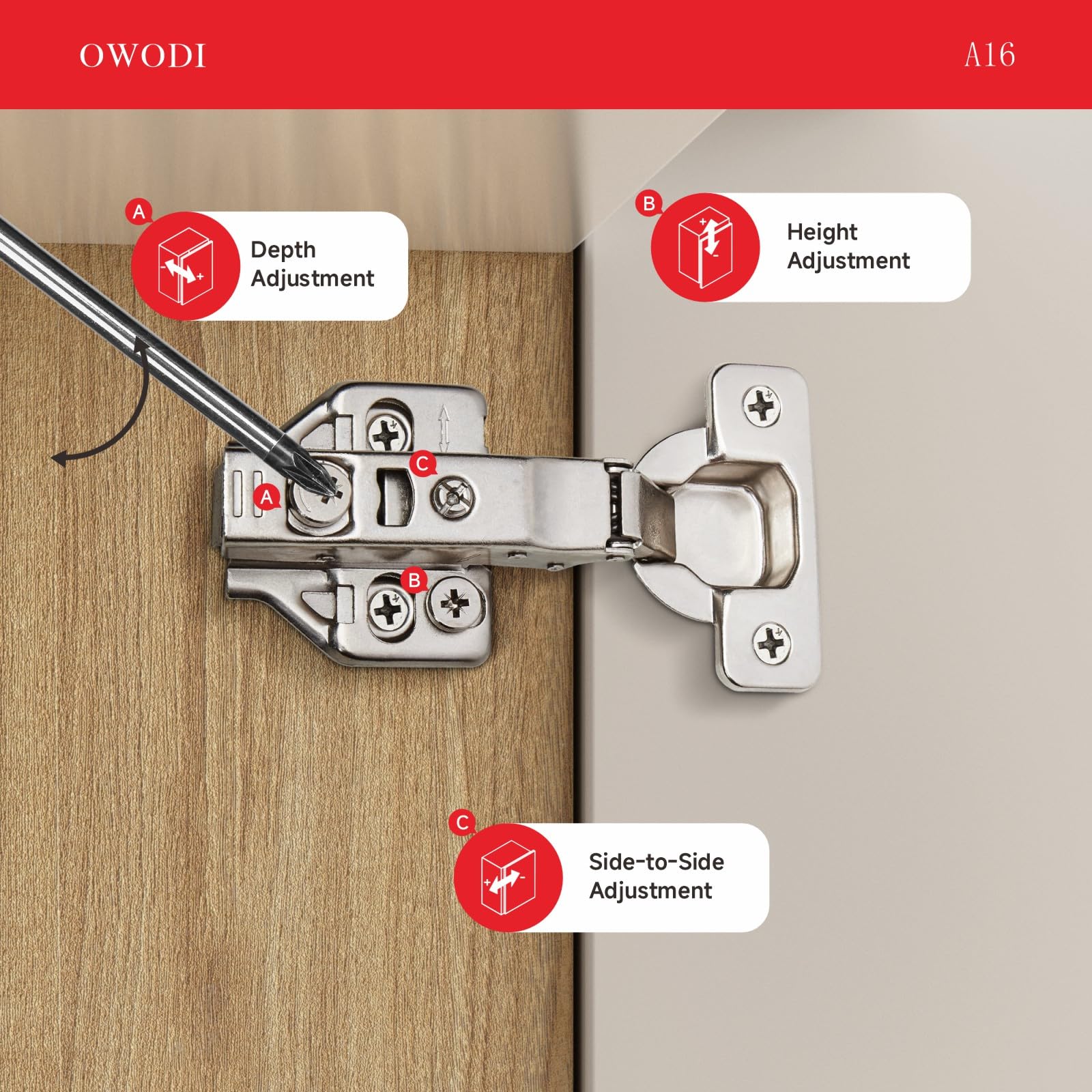 Full Overlay Cabinet Hinges - Soft Close & 3D Adjustment -7