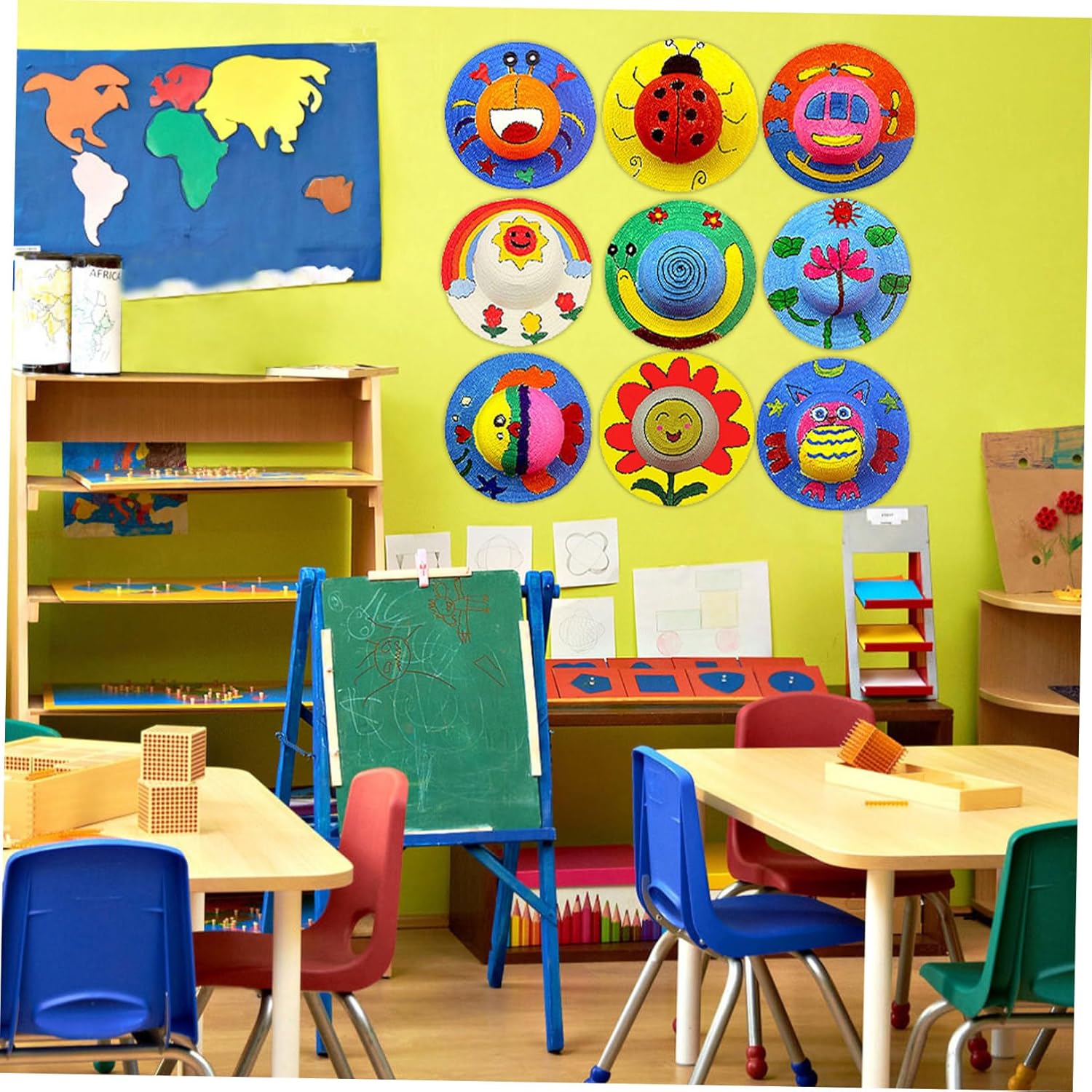 Gadpiparty Straw Hats, 8pcs DIY Set Unpainted White Straw Hat Kids Handmade Cap Beach Sun Hat Tea Party Dress Up Hat for Mexican Art Painting Hat Girl Toys - Image 4