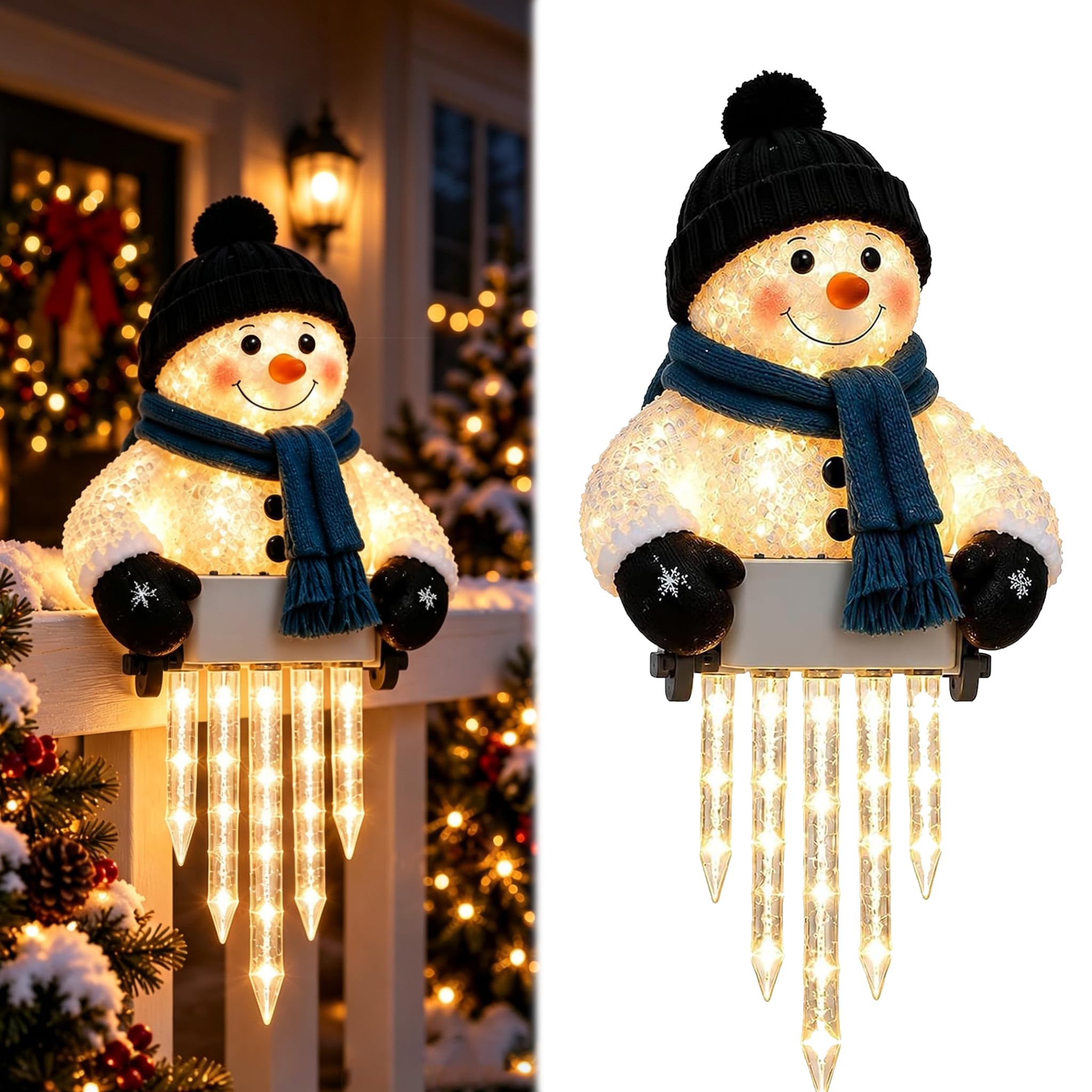 Winter Glow Snowman Icicle Light Decor Hanging LED Holiday Lights (1PCS)