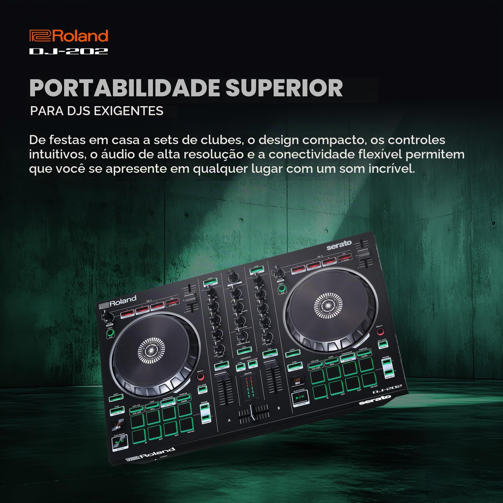 Roland DJ-202 | Controladora DJ | Um controlador de dois canais e