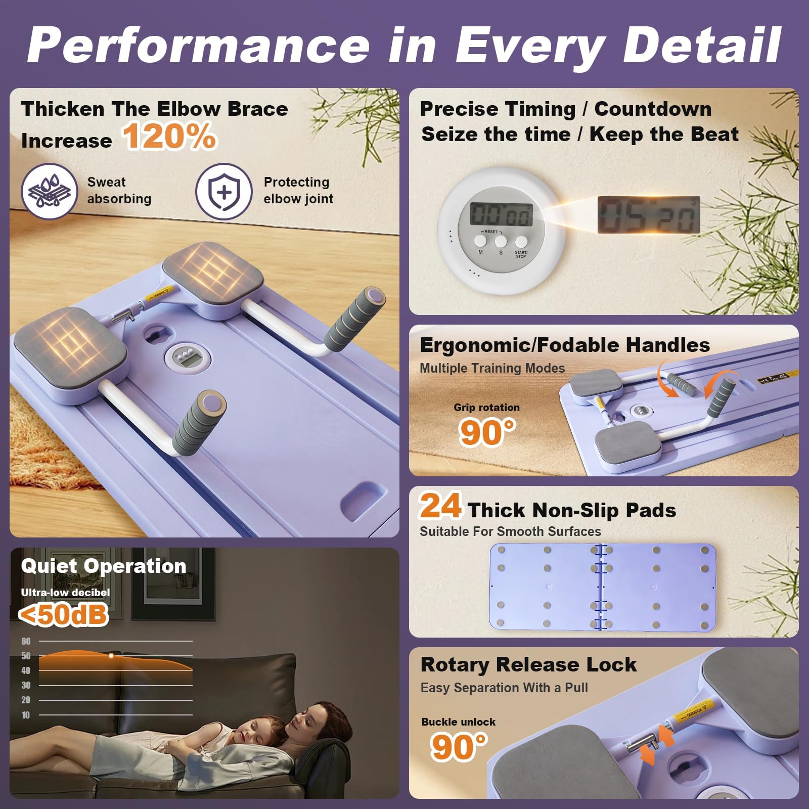 Pilates Reformer Board, Faltbares Pilates-Brett mit LED-Zähler, Automatische Rebound-Bauchmuskel-Trainer-Rollenmaschine, Zuhause, Fitness, mit Aufbewahrungstasche