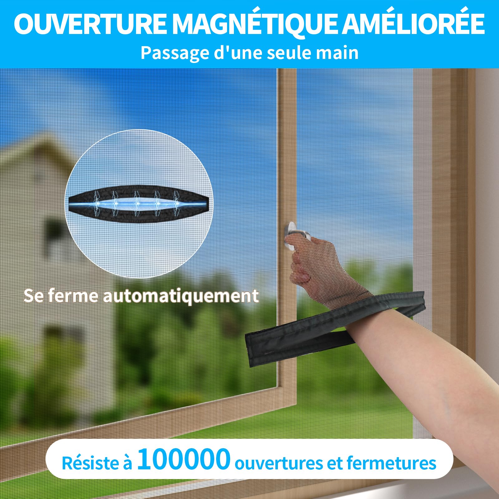 BKSAI Moustiquaire Fenêtre Sans Percage Adhésif | Fibre de Verre Résistante | Fermeture Magnétique Réglable | Découpable Jusqu'à 130x100 cm | Anti-Insectes Anti-Mouches pour Location Fenêtre Toit