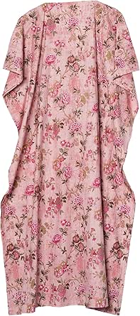 Baumwolle Kaftan Mit Blumendruck - Maxikleid Für Strand Und Lounge