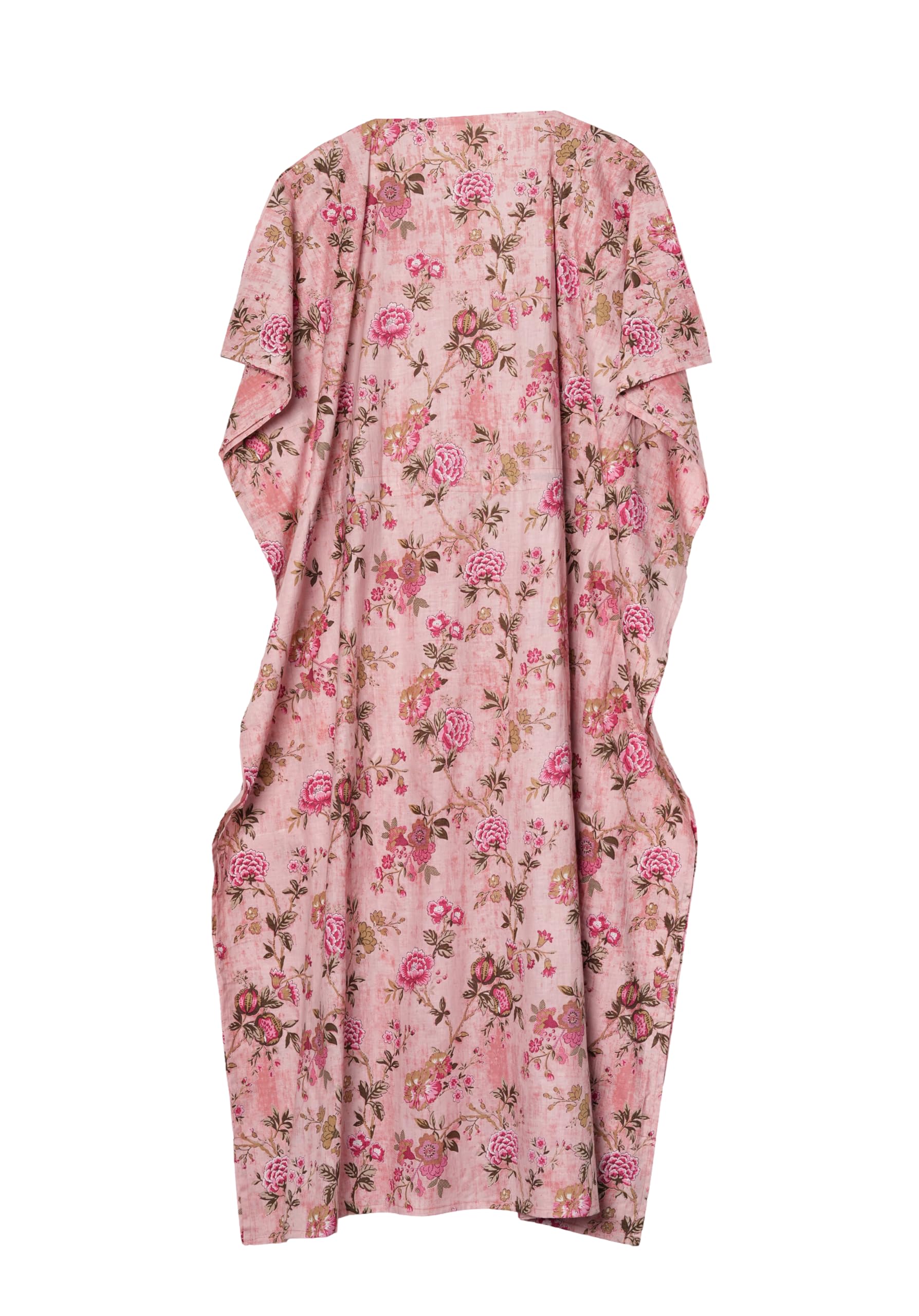 INDACORIFY Caftan Long pour Femmes, imprimé Floral, Robe de Plage en Coton, Cover-Up d'été, Kaftan Fait à la Main, Robe de Nuit Maxi Longue
