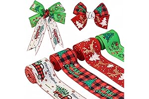 4 Roll Christmas Ribbon Wired Ribbon 2.5 Inch for Christmas Decor