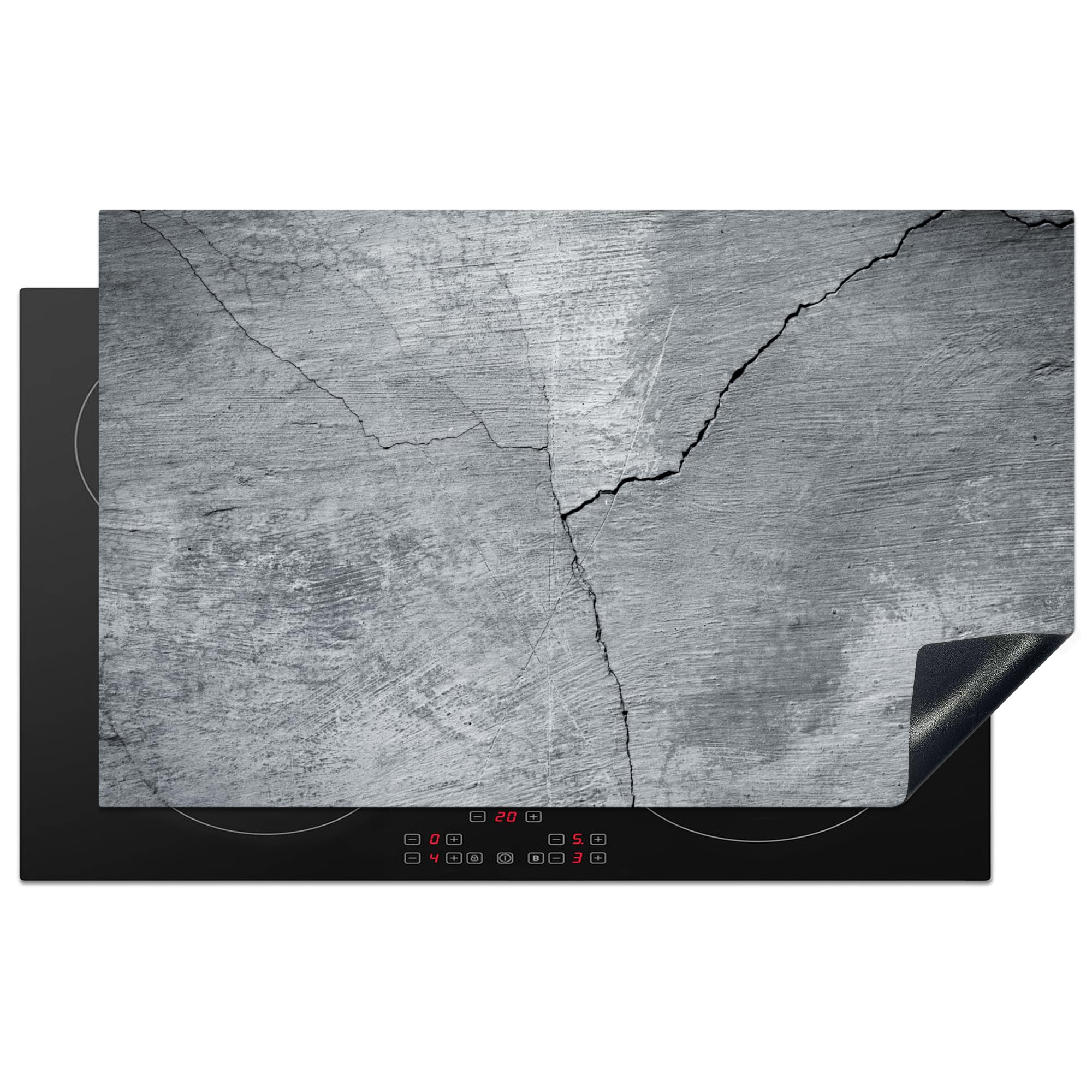 KitchenYeah Protection Plaque Induction 59x52 Cm - Tapis Cuisson Béton Gris Vintage - Protège Et Déco Cuisine