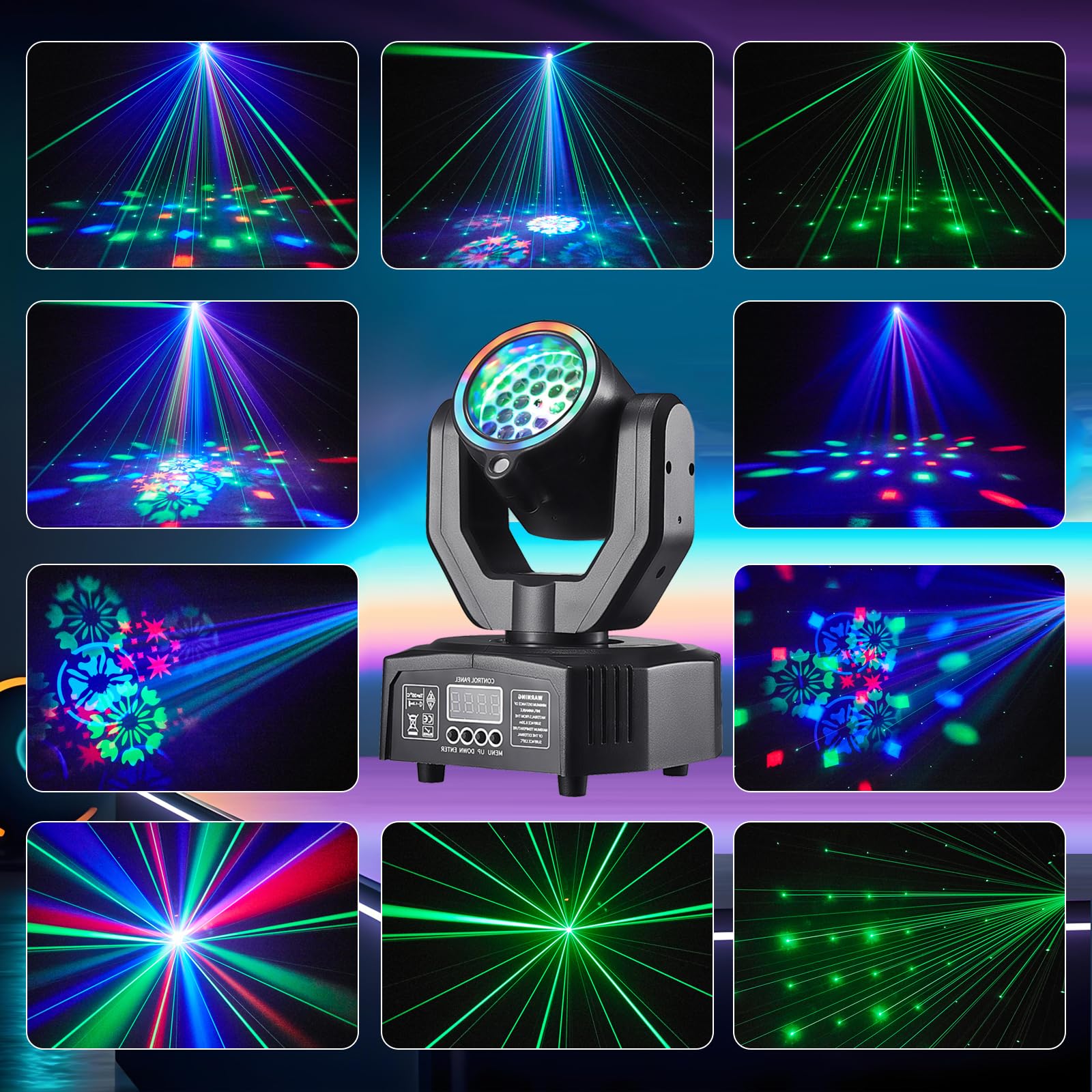 LT05 Lampe disco à tête mobile pour fête, projecteur DJ RVB contrôlé par la musique, projecteur à effet DMX, pour bar, karaoké, réunion de famille, mariage, anniversaire, Halloween