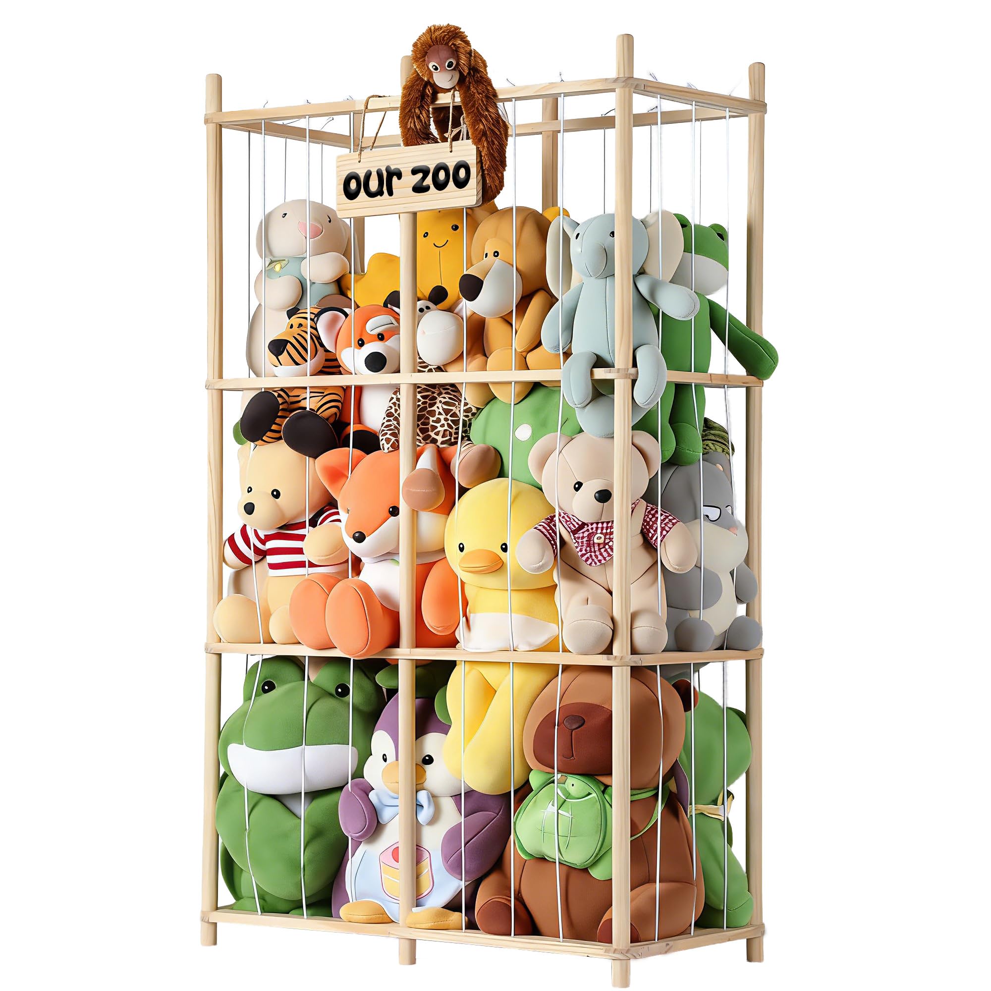 Support en bois LAMU cage pour jouets en peluche design et durable