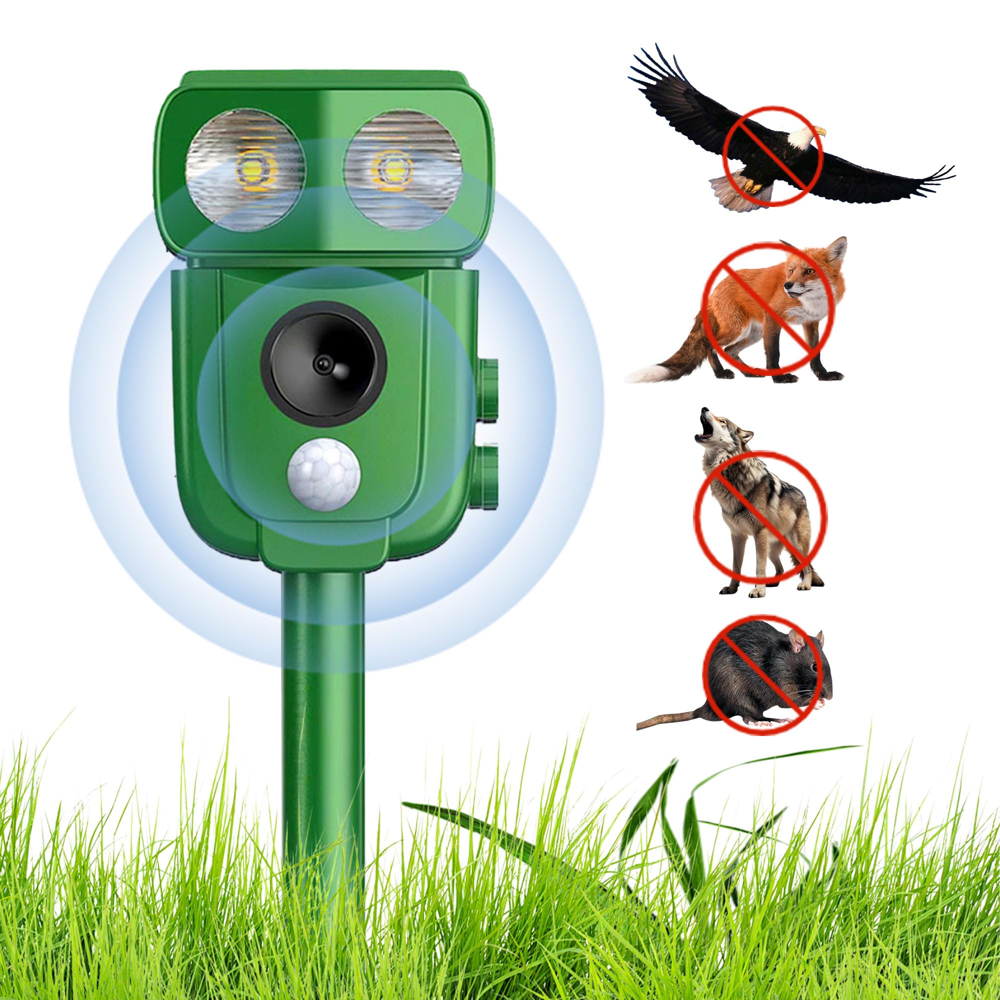 Répulsif Ultrason Chat 2 Pièces - Extérieur IP65 Solaire USB - Anti Chats Chiens Rongeurs Oiseaux