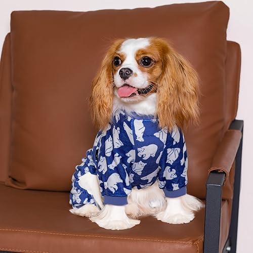 Miniatura 4 de Fitwarm Pijama de oso polar para perros, ropa para perros pequeños, hembra, niño, mameluco para mascotas con pies, traje para gato, terciopelo