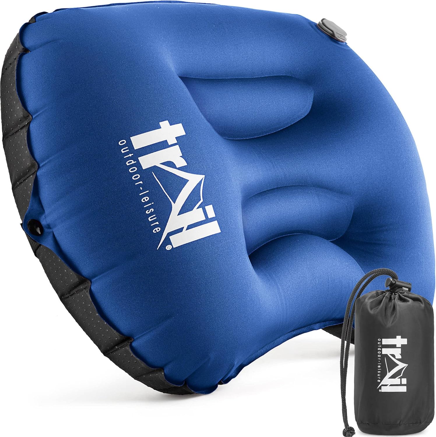 Trail Inflatable Camping Pillow Oversized Ultralight Travel Cushion Neck Lumbar Support with Strap and Bag (Navy) Trail Inflatable Camping Pillow Oversized Ultralight Travel Cushion Neck Lumbar Support with Strap and Bag (Navy)