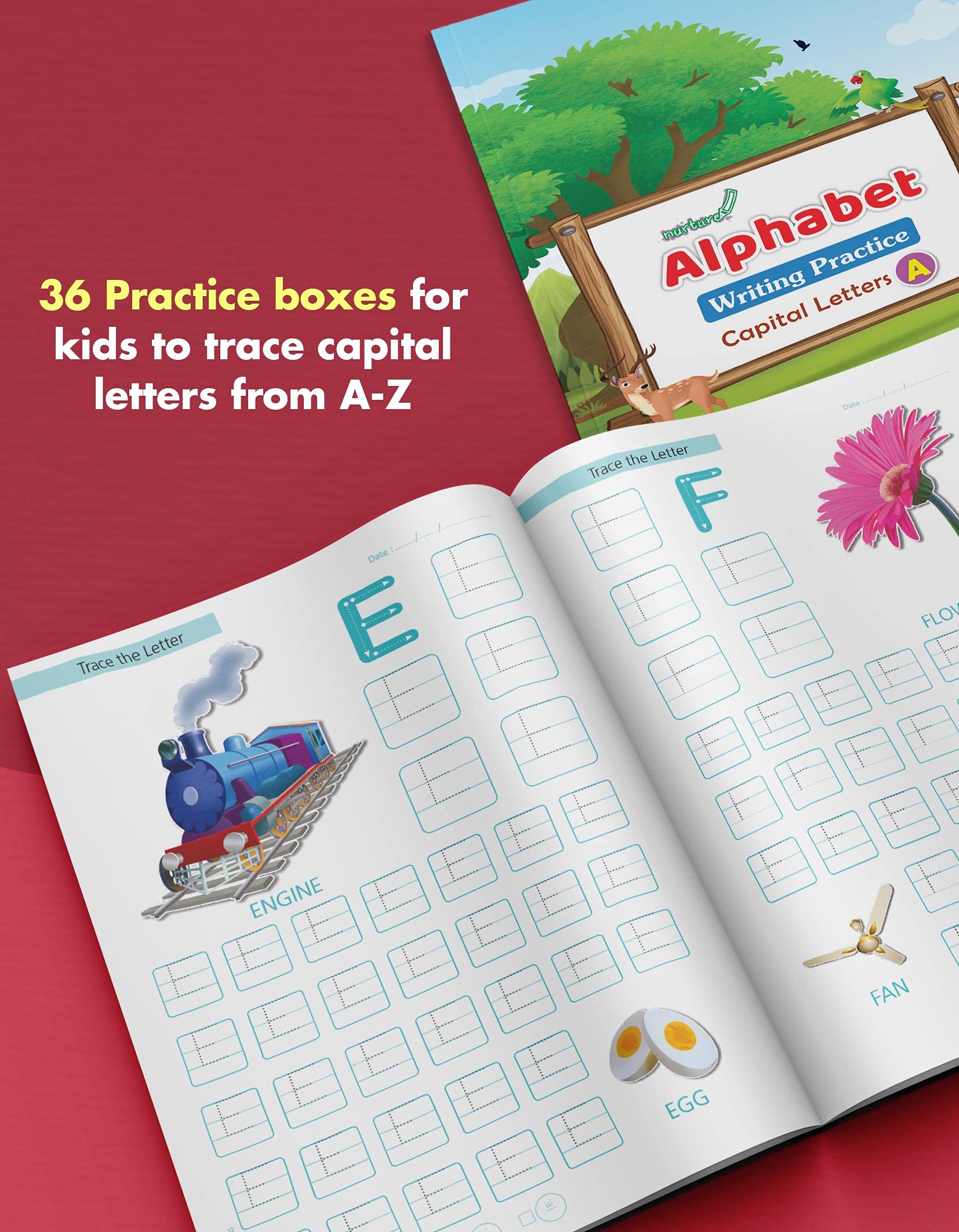 Nurture English Alphabet Writing Practice Books for Kids | 3 to 8 Year Old | ABCD Capital, Small and Cursive Letter Tracing Practise for Nursery, Preschool and Primary Children | Set of 3 Books