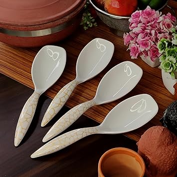Serving Spoon, Melamine Long Handle Serving Spoon Cutlery Set/Serving Set (Serving Spoons Set of 4 Pieces) ,25 Cm