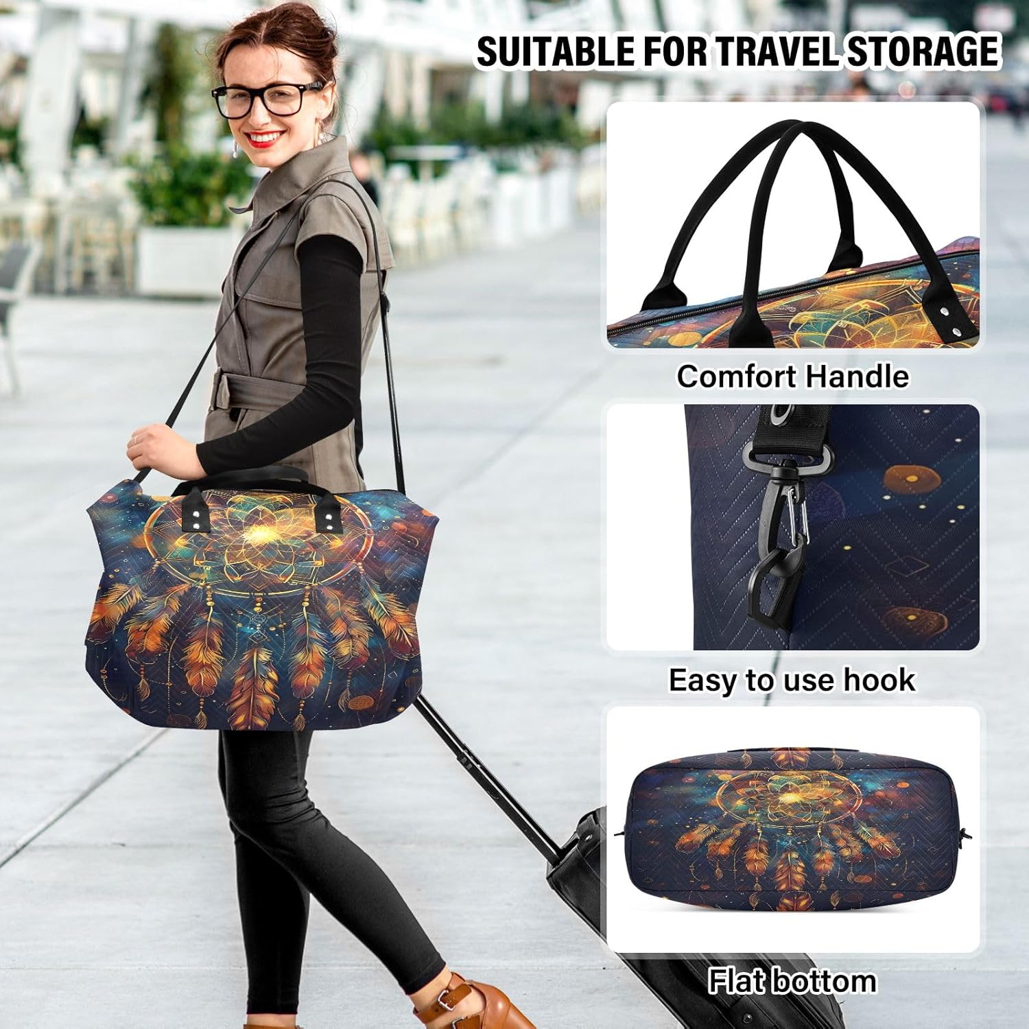 Mystical Dreamcatcher Travel Duffle Bag Gym Yoga Carry on Bags for Men Women Weekender Bag
